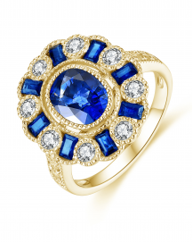 OVAL SAPPHIRE DIAMOND RING (TR4203)